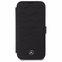 Mercedes MB Waves ādas apvalks viedtālrunim iPhone 16 Pro Max - melns (m)