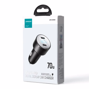Automašīnas lādētājs Joyroom „JR-CCD02" melns 70W (2xUSB-C) ar LED ekrānu