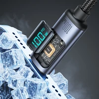 Joyroom Prism Series A16 USB-C / USB-C 100W 1,2 m kabelis ar LED displeju - melns