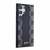 DKNY Ādas rūtainais magnētiskais apvalks Samsung Galaxy S24 Ultra - melns