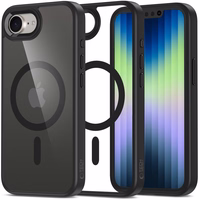 Tech-Protect MagMat MagSafe iPhone 16e viedtālruņa apvalks – melns-caurskatāms