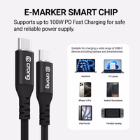 Crong Soft Link - 100W PD 5A USB-C to USB-C kabelis 25cm (melns)