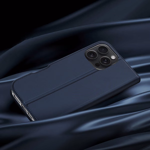 Dux Ducis Skin Pro viedtālruņa apvalks iPhone 16 Pro Max ar atveramu vāciņu un karšu nodalījumu - zils