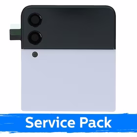 LCD displejs saderīgs ar Samsung F711 Z Flip3 (OUTER) ar rāmi / Balts / (Service Pack)