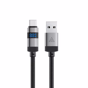 Acefast C15-04 USB-A - USB-C cable with display 480Mb/s 66W 1.2m - black
