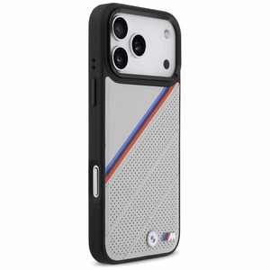 BMW M Tricolor Metal Logo MagSafe Case for iPhone 17 Pro Max - Gray