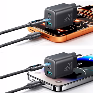 Joyroom JR-TO1 GaN 45W USB-C Lightning USB-A sienas lādētājs melns