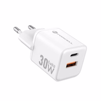 FORCELL F-ENERGY Mini GaN III VT-35 ceļojumu lādētājs ar 1 x Type C + 1x USB A ligzdām, PD QC4.0 30W balts