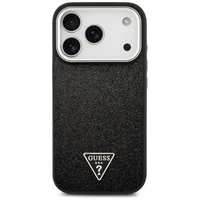 Guess Mirdzošs Trīsstūra Logotips Magnētiskais viedtālruņa apvalks iPhone 17 Pro - melns
