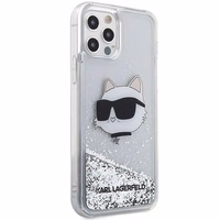 Karl Lagerfeld KLHCP12MLNHCCS iPhone 12/12 Pro 6.1" sudraba/sudraba cietais apvalks Mirdzošs Choupette Galva
