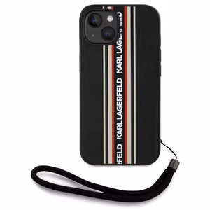 Karl Lagerfeld Saffiano Athleisure Stripes Cord viedtālruņa apvalks iPhone 15 - sarkans