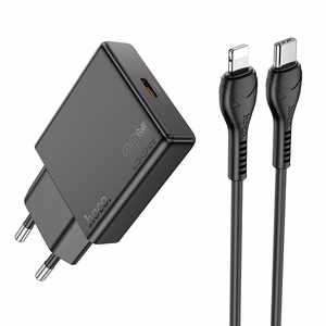Зарядное устройство для телефона Hoco Slim USB C QC PD 20W + кабель USB C to Lightning N37 чёрное