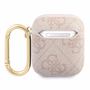 Guess 4G Script Metal Collection viedtālruņa apvalks AirPods 1 / 2 - Rozā