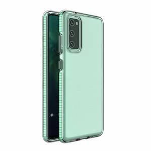 Viedtālruņa apvalks Spring Case – skaidrs TPU gel apvalks ar krāsainu rāmi, paredzēts Samsung Galaxy A72 4G – zaļš apvalks