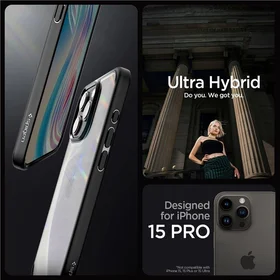 Spigen Crystal Hybrid iPhone 15 Pro viedtālruņa apvalks - melns