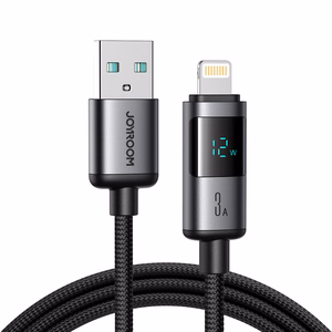Joyroom S-A16 Pro Prism sērijas 3A USB-A - Lightning kabelis ar ekrānu 1,2 m - melns