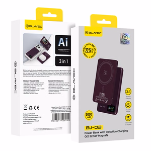 Blavec BJ-03 5000 mAh īpaši plāns magnētisks ārējais akumulators ar MagSafe, 7,8 mm, USB-C, 22,5 W, 3 vienā (PBBJ03-MC5O) (krāsa: violeta; alumīnija korpuss)