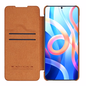 Nillkin Qin vāciņš Xiaomi Redmi Note 11T 5G / Note 11S 5G / Note 11 5G (Ķīna) / Poco M4 Pro 5G kameras vāks vāciņš atverams vāciņš brūns