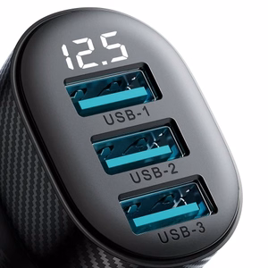 Joyroom JR-CCD03 3.4A automašīnas lādētājs ar 3x USB-A ekrānu - melns