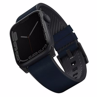 Uniq Straden ādas Hybrid siksniņa priekš Apple Watch 1/2/3/4/5/6/7/8/SE/SE2/Ultra 42/44/45/49mm - zils