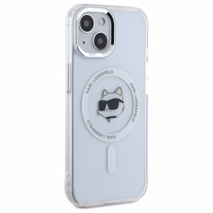 Karl Lagerfeld IML Metāla Choupette galva MagSafe apvalks iPhone 15 - balts