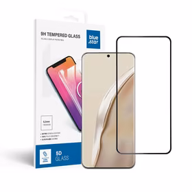 Aizsargstikls Blue Star - HUA P60 Pilns pārklājums (ar pilnu līmi, mazs izmērs) melns