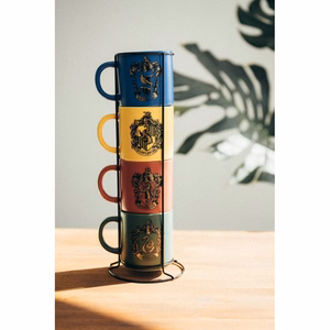 Harry Potter Hogwarts Houses keramikas krūžu komplekts ar statīvu, 4 gab., 300 ml