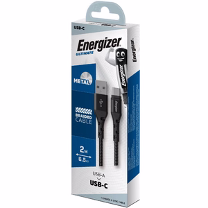 Energizer Ultimate C520CKBK USB-A–USB-C uzlādes un datu kabelis, 2 m, melns