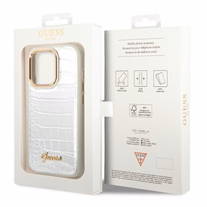 Guess Croco Collection viedtālruņa apvalks iPhone 14 Pro 6.1 - sudrabains