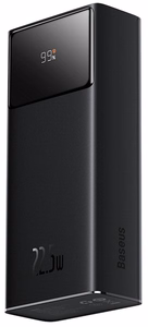 Baseus EnerFill FP41 30000mAh 22.5W portatīvais lādētājs ar Baseus Simple USB-A - USB-C 3A 30cm kabeli - melna