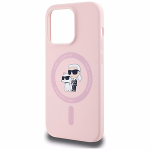 Karl Lagerfeld silikona Karl&Choupette Magnētiskais viedtālruņa apvalks iPhone 14 Pro Max - rozā