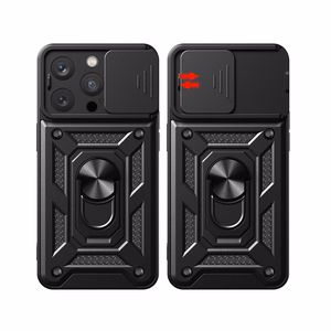 Чехол Armor Camshield с подставкой и защитой камеры для iPhone 15 Pro Max Hybrid Armor Camshield - синий