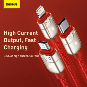 Baseus Cable Year of the Tiger 3 in 1 - USB to Type C, Lightning, Micro USB - 3,5A 1,2 metres (CASX010009) red