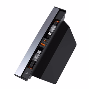 Hub Baseus T-Space ar USB-C uz lightning kabeļiem Tesla automašīnām (melns)