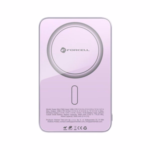 Portatīvais lādētājs saderīgs ar MagSafe Forcell F-Energy SuperSlim F5K8 QC4.0 PD3.0 15W 5000 mAh violets