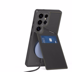 Viedtālruņa apvalks Samsung Galaxy S25 Ultra ar statīvu un maku (m) - melns