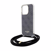 Guess Crossbody Cord 4G Print viedtālruņa apvalks iPhone 15 Pro Max - melns