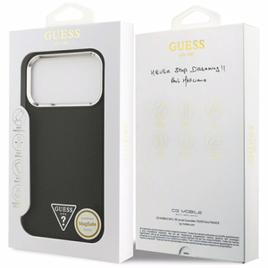Guess Graudains Trīsstūra logotips Magnētiskais apvalks viedtālrunim iPhone 17 Pro Max - melns