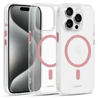 Liavec Spīdīgs Magnētiskais Caurspīdīgs viedtālruņa apvalks Iphone 13 Pro rozā