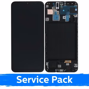 LCD Displejs Saderīgs ar Samsung A305 A30 Melns Ar Frame (Service Pack)