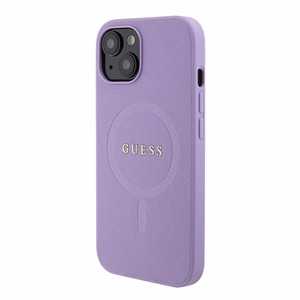 Guess Saffiano magnētiskais viedtālruņa apvalks iPhone 15 Plus - violets