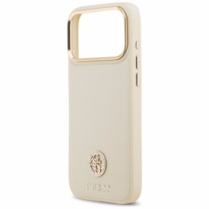 Guess Grained Strass Logo MagSafe чехол iPhone 17 Pro Max бежевый