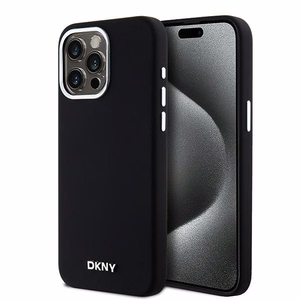DKNY DKHMP15XSMCHLK iPhone 15 Pro Max6.7" melns maciņš Liquid Silicone Small Metal Logo MagSafe