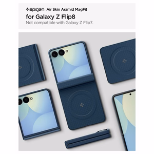 Spigen AirSkin Aramid MagFit MagSafe maciņš modelim Samsung Galaxy Z Flip 8 – tumši zils