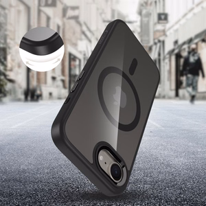 Tech-Protect MagMat MagSafe iPhone 16e viedtālruņa apvalks – melns-caurskatāms
