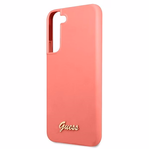 Guess GUHCS22MLSLMGFU S22+ S906 фуксия/фуксия жёсткий чехол Silicone Script Metal Logo