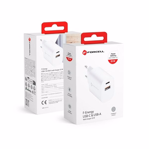 FORCELL F-ENERGY TFK-TC-35WPDAC ceļojuma lādētājs Type C + USB A PD QC4.0 3A 35W balts