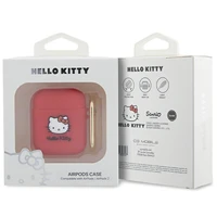 Hello Kitty Silikona 3D Kitty galvas viedtālruņa apvalks AirPods 1/2 - Fuksija