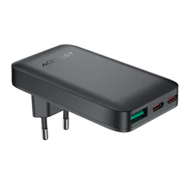 Acefast A100 65W GaN 2 USB-C + USB-A īpaši plāns lādētājs - melns