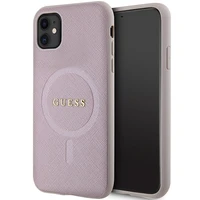 Guess GUHMN61PSAHMCP viedtālruņa apvalks iPhone 11 / Xr - rozā Saffiano Magnētiskais